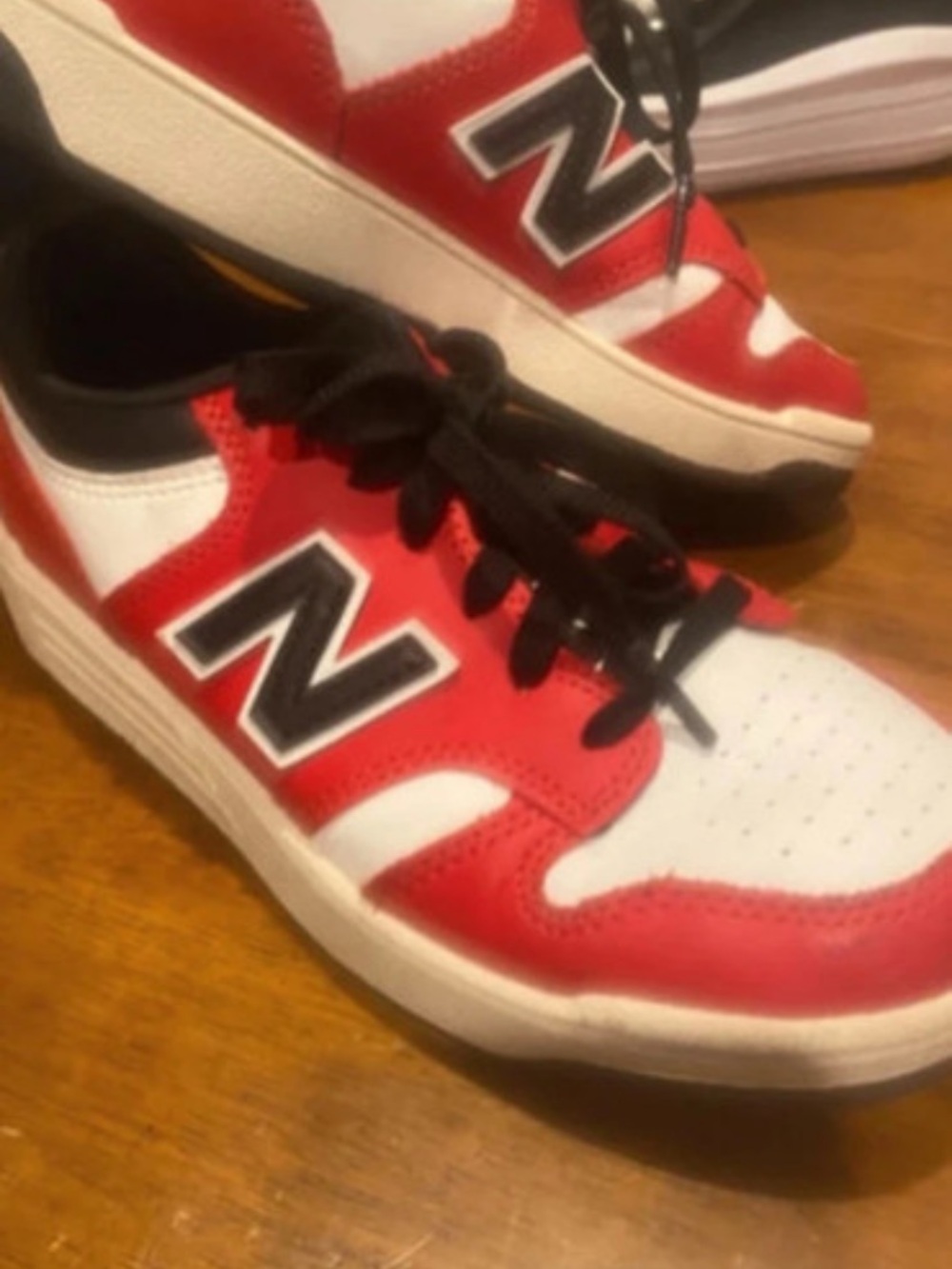 New Balance Kids Red, White and Black Low-Top Sneakers